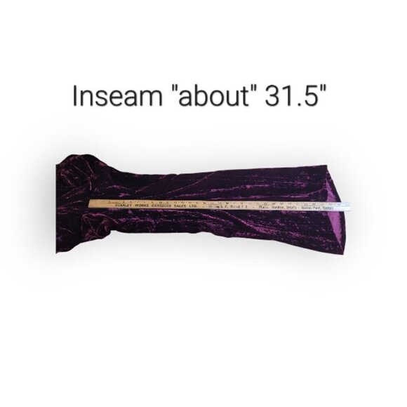 Good American Burgundy Crinkle Velvet Wide Leg Trousers size XS (Tall Friendly) - Picture 8 of 11